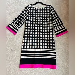 Eliza J black, white, and pink shift dress EUC 10
